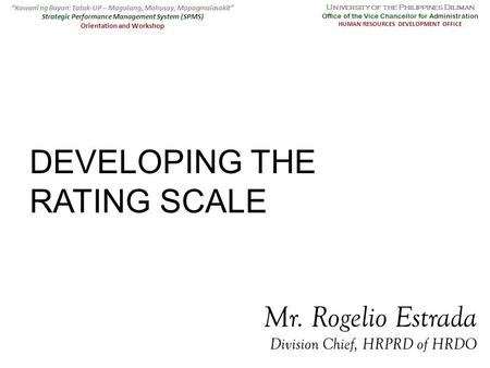 DEVELOPING THE RATING SCALE