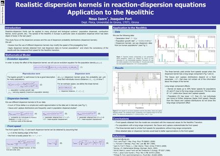 Introduction Reaction-dispersion fronts can be applied to many physical and biological systems 1 (population dispersals, combustion flames, tumor growth,