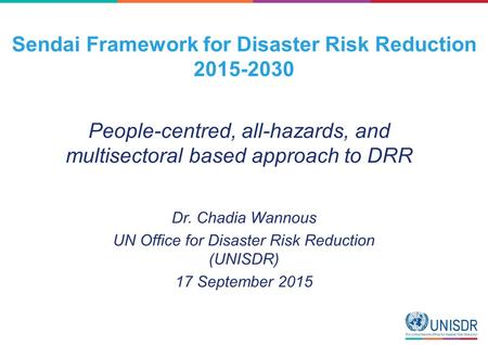 Sendai Framework for Disaster Risk Reduction