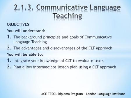 Communicative Language Teaching