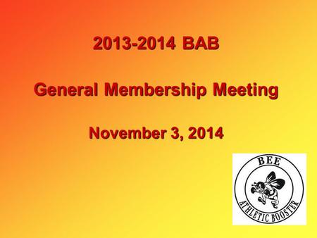 2013-2014 BAB General Membership Meeting November 3, 2014.