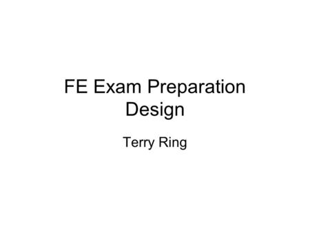 FE Exam Preparation Design