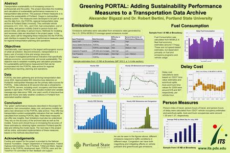 Abstract Transportation sustainability is of increasing concern to professionals and the public. This project describes the modeling and calculation of.