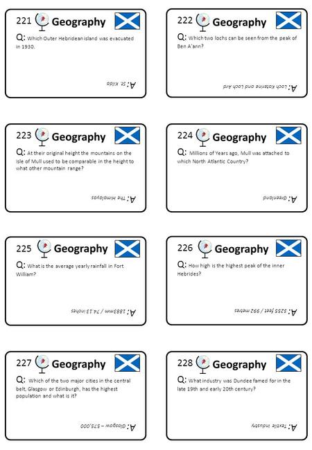 228 Q: What industry was Dundee famed for in the late 19th and early 20th century? A: Textile Industry 227 Q: Which of the two major cities in the central.