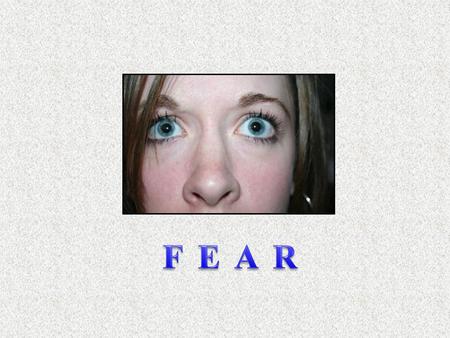 Fear is a natural response to recognize and respond to danger “Healthy Fear” -- a fear that has a protective function “Unhealthy Fear” -- a fear that.