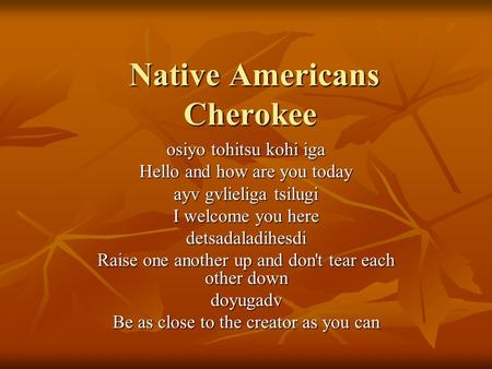 Native Americans Cherokee