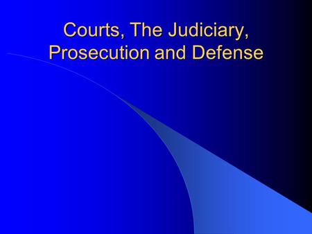 Courts, The Judiciary, Prosecution and Defense. Courts What is the court process intended to do?