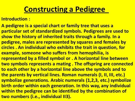 Constructing a Pedigree