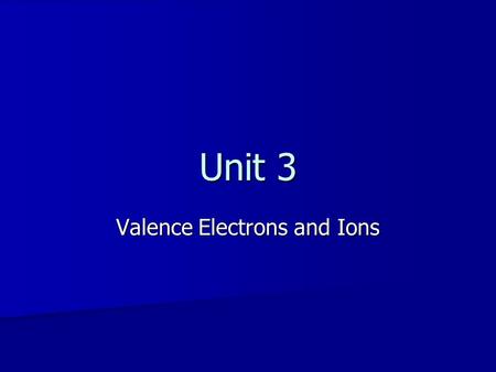 Unit 3 Valence Electrons and Ions. Subatomic Particles In an atom Protons and neutrons are clumped together in a very small dense nucleus In an atom Protons.