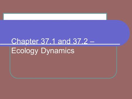 Chapter 37.1 and 37.2 – Ecology Dynamics. 37.1 The Flow of Energy  Sun: ultimate source of energy  The flow of energy is one way – from photosynthetic.