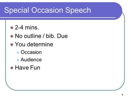 Special Occasion Speech