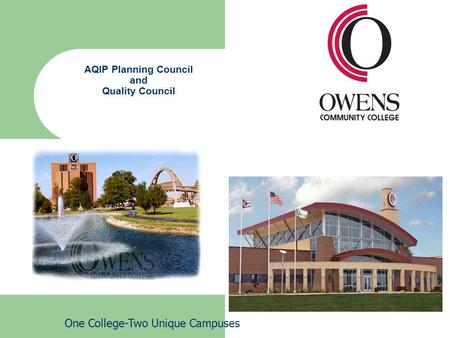 AQIP Planning Council and Quality Council One College-Two Unique Campuses.