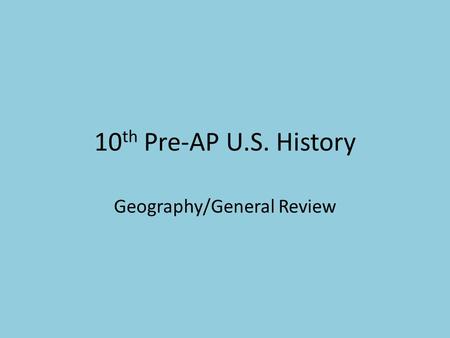 Geography/General Review