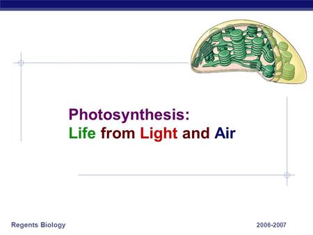 Regents Biology 2006-2007 Photosynthesis: Life from Light and Air.