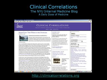 Clinical Correlations The NYU Internal Medicine Blog A Daily Dose of Medicine