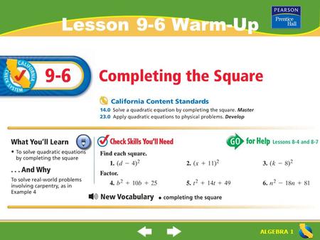 Lesson 9-6 Warm-Up.