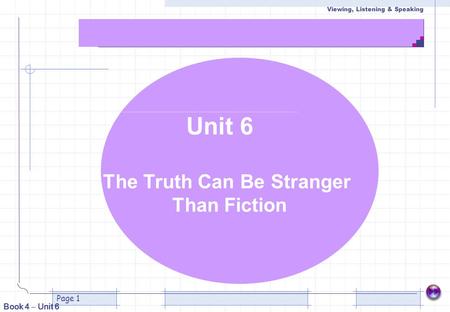 Viewing, Listening & Speaking Book 4 – Unit 6 Page 1 Unit 6 The Truth Can Be Stranger Than Fiction.