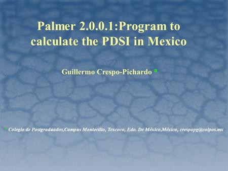 Palmer :Program to calculate the PDSI in Mexico