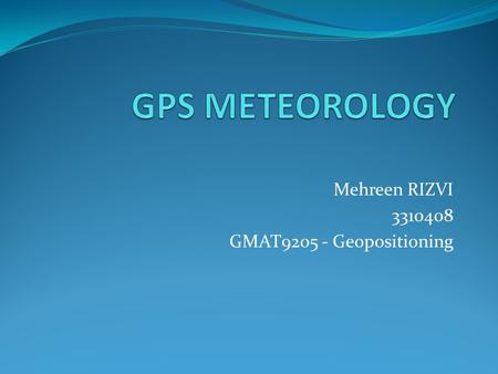 Mehreen RIZVI GMAT Geopositioning