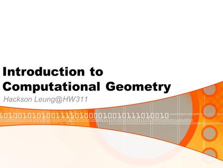 Introduction to Computational Geometry Hackson