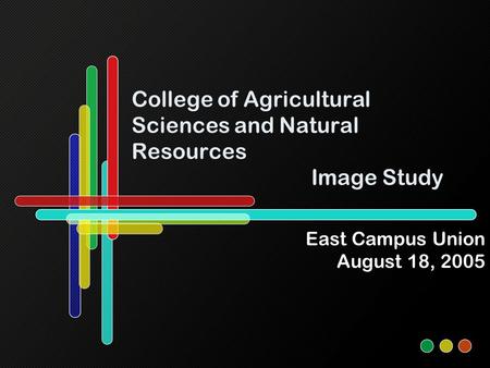 College of Agricultural Sciences and Natural Resources Image Study East Campus Union August 18, 2005.