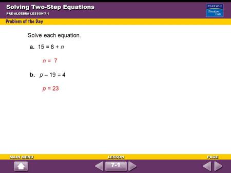 Solving Two-Step Equations