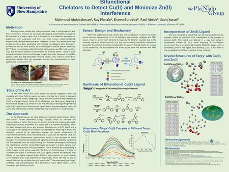 Ratiometric Cu(II) Sensor: Design and Synthesis of Bifunctional Chelators to Detect Cu(II) and Minimize Zn(II) Interference Mahmoud Abdalrahman a, Roy.