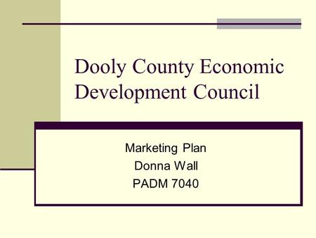 Dooly County Economic Development Council Marketing Plan Donna Wall PADM 7040.