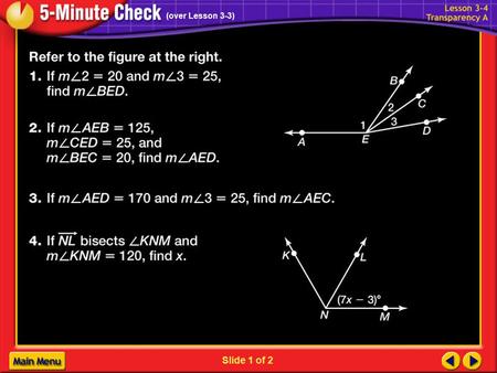 1-1a Slide 1 of 2 (over Lesson 3-3). 1-1b Slide 1 of 2 (over Lesson 3-3)