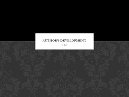 7-1.4. Students will analyze an author’s development of the conflict and the individual characters as either static, dynamic, round, or flat in a given.