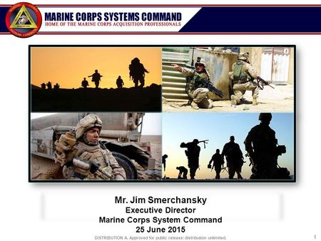 DISTRIBUTION A. Approved for public release: distribution unlimited. 11 Mr. Jim Smerchansky Executive Director Marine Corps System Command 25 June 2015.