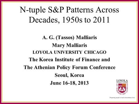 N-tuple S&P Patterns Across Decades, 1950s to 2011