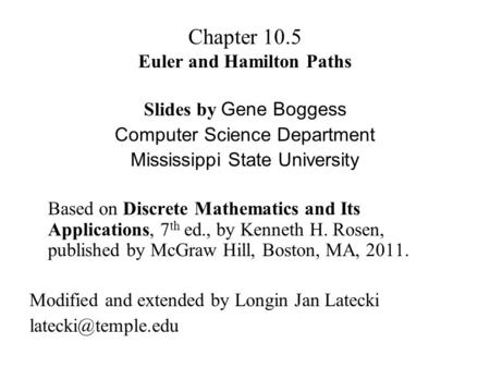 Euler and Hamilton Paths