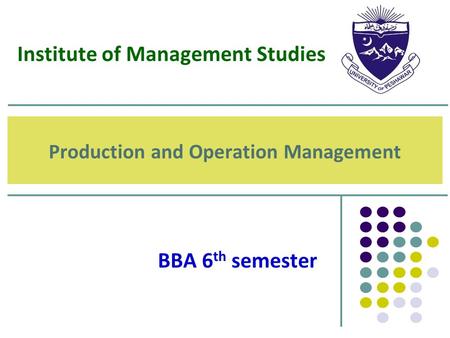 Production and Operation Management