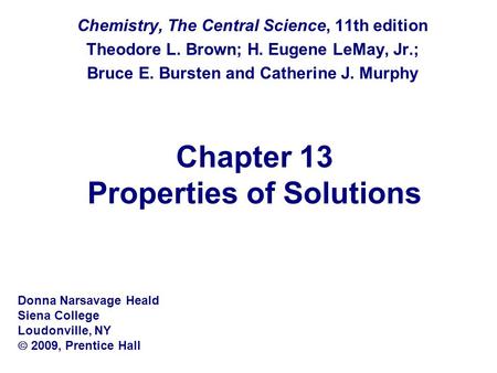 Chapter 13 Properties of Solutions