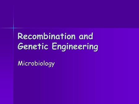 Recombination and Genetic Engineering Microbiology.