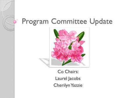 Program Committee Update Co Chairs: Laurel Jacobs Cherilyn Yazzie.