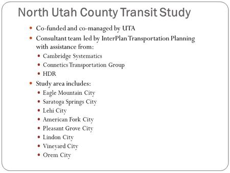 North Utah County Transit Study