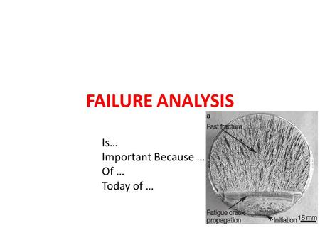 FAILURE ANALYSIS Is… Important Because … Of … Today of …