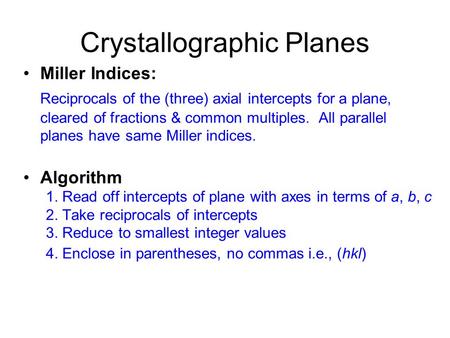 Crystallographic Planes