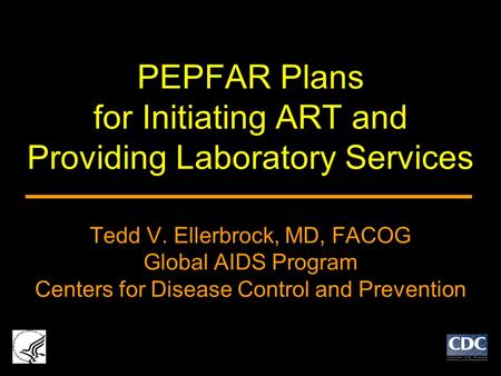 PEPFAR Plans for Initiating ART and Providing Laboratory Services Tedd V. Ellerbrock, MD, FACOG Global AIDS Program Centers for Disease Control and Prevention.