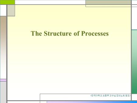 The Structure of Processes. What is a Process? an instance of running program Program vs process(task) Program : just a passive collection of instructions.