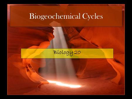 Biogeochemical Cycles Biology 20. Chemicals Cycle Inorganic nutrients are cycles through natural ecosystems repeatedly. Biogeochemical cycles are the.