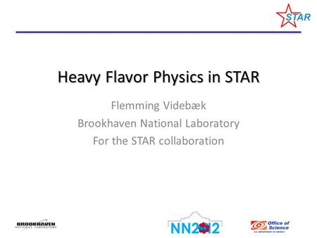 Heavy Flavor Physics in STAR Flemming Videbæk Brookhaven National Laboratory For the STAR collaboration.