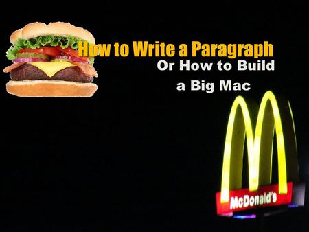 How to Write a Paragraph How to Write a Paragraph Or How to Build a Big Mac.