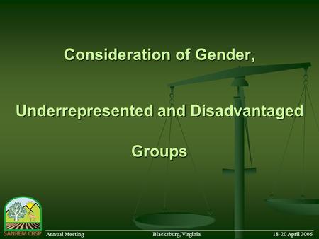 Consideration of Gender, Underrepresented and Disadvantaged Groups ______________________________________________________________________________________.