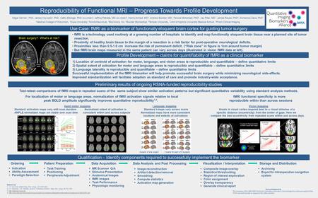 Reproducibility of Functional MRI – Progress Towards Profile Development Use Case: fMRI as a biomarker of functionally eloquent brain cortex for guiding.