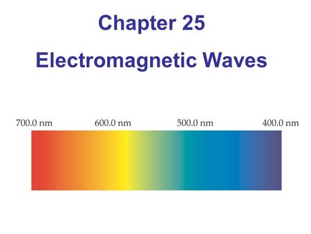 Chapter 25 Electromagnetic Waves. 25-1 The Production of Electromagnetic Waves Electromagnetic fields are produced by oscillating charges.