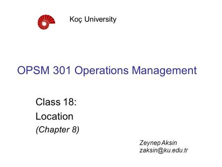 OPSM 301 Operations Management