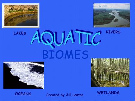 BIOMES LAKES RIVERS OCEANS WETLANDS Created by Jill Lenten.